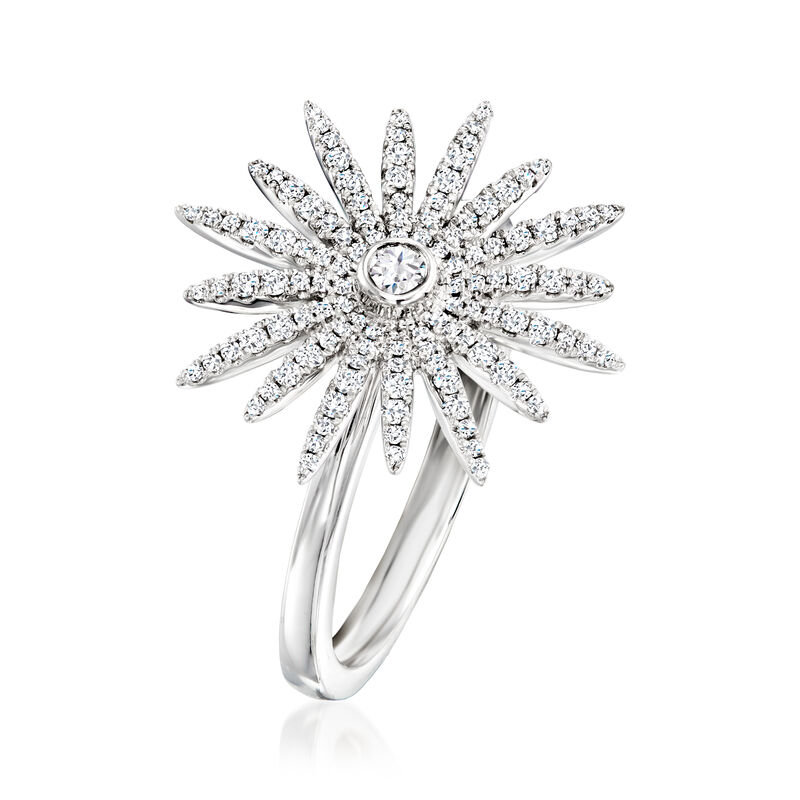 C. 2000 Vintage .45 ct. t.w. Diamond Starburst Ring in 18kt White Gold. Size 6 image number 2