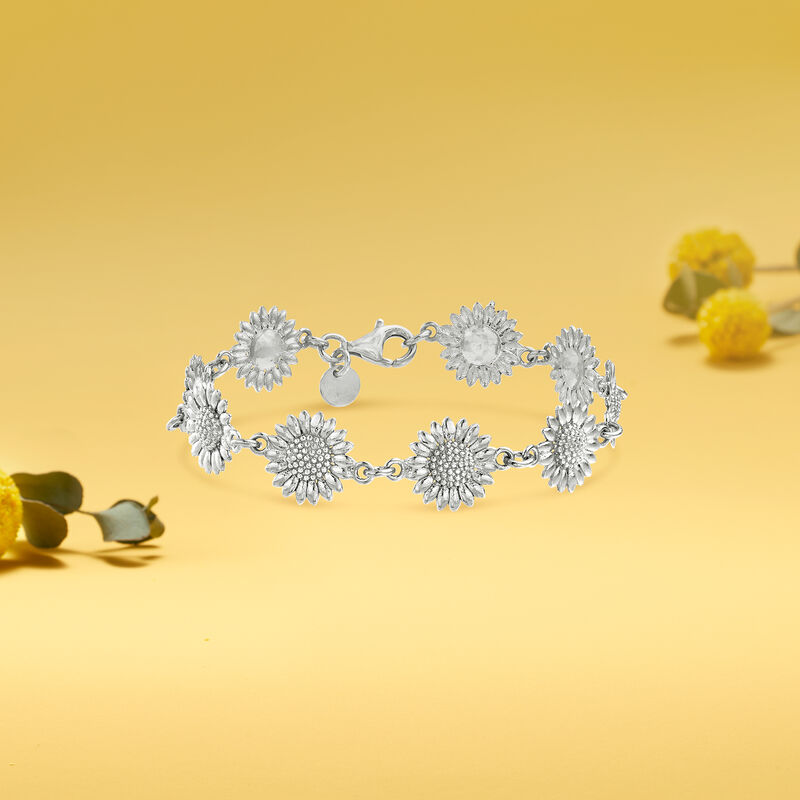 Italian Sterling Silver Sunflower Bracelet image number 2