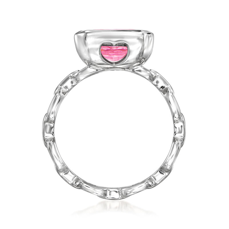 4.20 Carat Simulated Pink Sapphire Paper Clip Link Ring in Sterling Silver image number 3