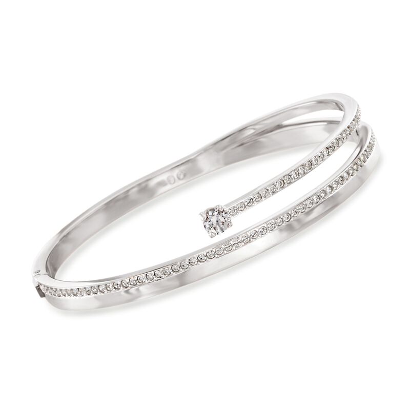 Swarovski Crystal &quot;Fresh&quot; Crystal Bangle Bracelet in Silvertone image number 0