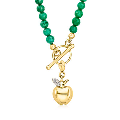 Diamond Apple Charm in 18kt Gold Over Sterling