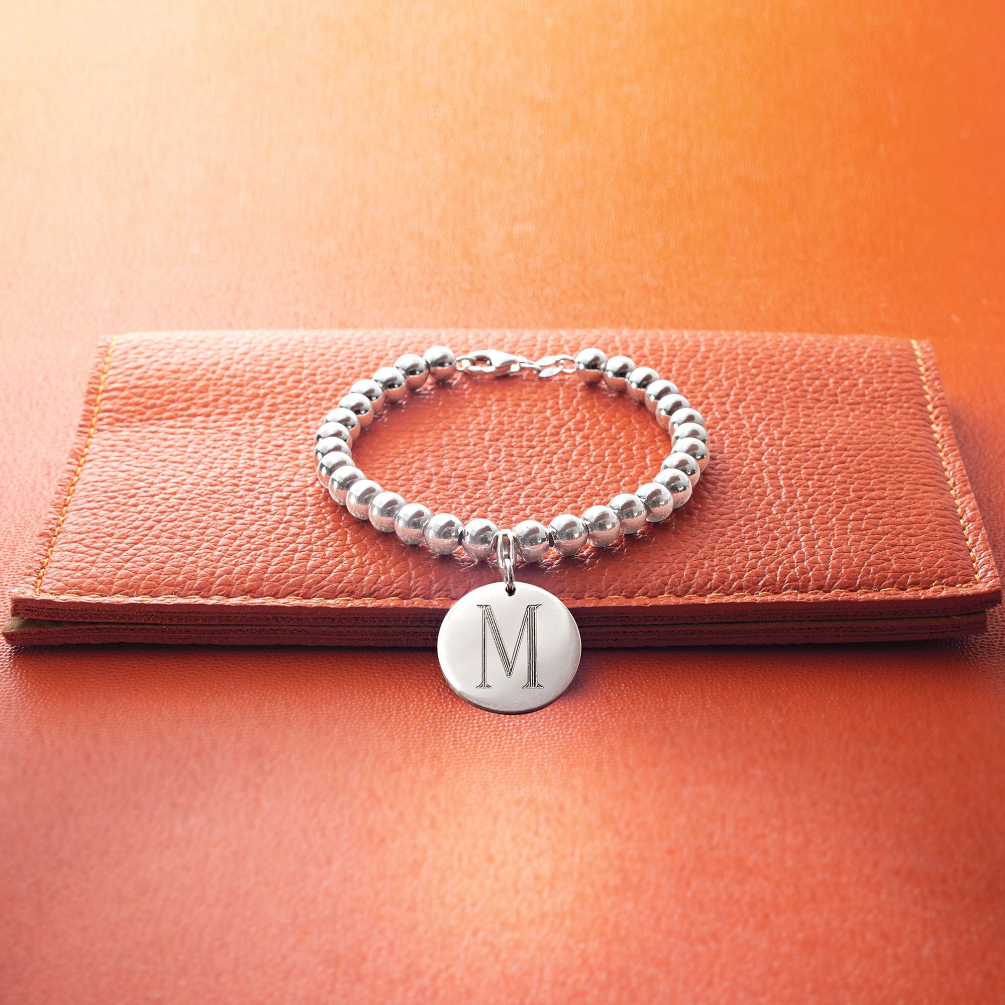 Italian 6mm Sterling Silver Bead Bracelet with Personalized