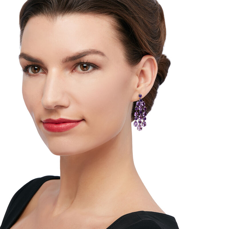 17.20 ct. t.w. Amethyst Chandelier Drop Earrings in Sterling Silver image number 1
