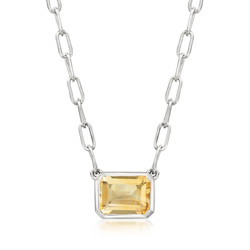 Birthstone Bali-Style Paper Clip Link Necklace in Sterling Silver image number 1