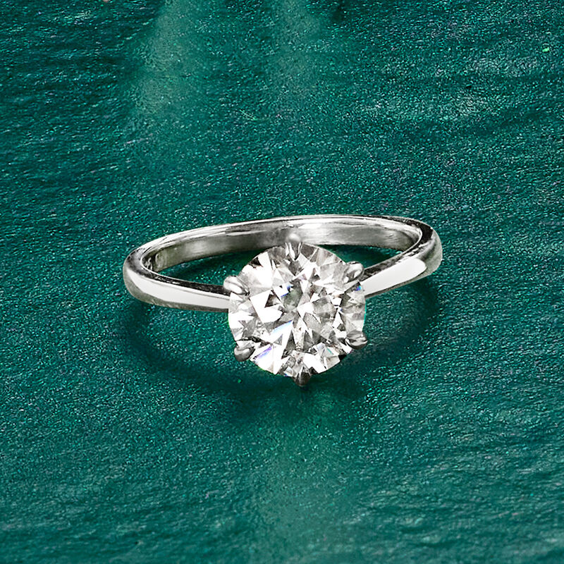 2.00 Carat Moissanite Solitaire Ring in Sterling Silver image number 3