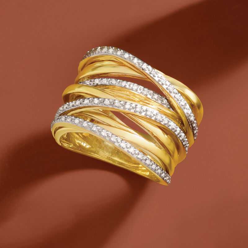 .25 ct. t.w. Diamond Highway Ring in 18kt Gold Over Sterling image number 3