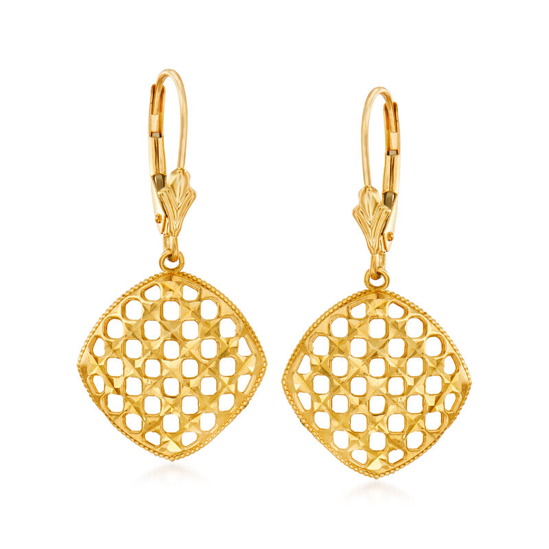 Diamond-Cut 14kt Yellow Gold Openwork Drop Earrings image number 0