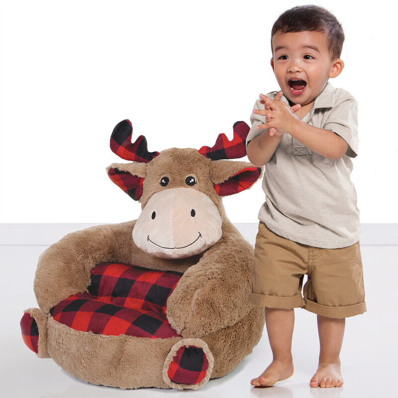 Children's Plush Buffalo Check Moose Chair image number 3