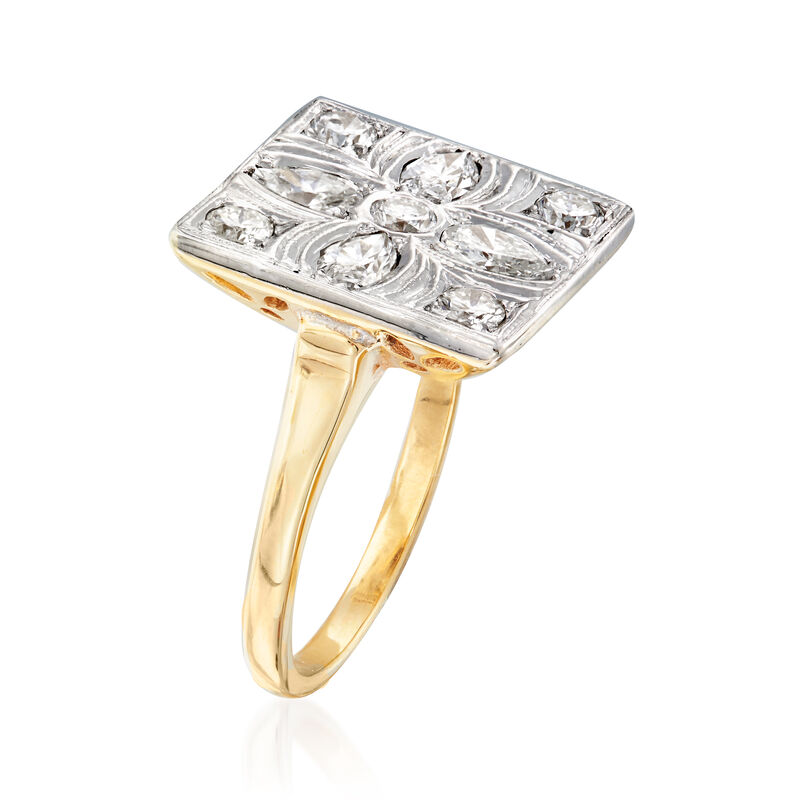 C. 1970 Vintage 1.00 ct. t.w. Diamond Flower Ring in 14kt Two-Tone Gold. Size 6 image number 2