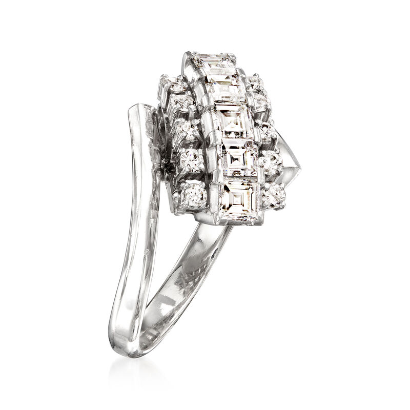 C. 1990 Vintage .95 ct. t.w. Diamond Bypass Ring in Platinum. Size 5 image number 2