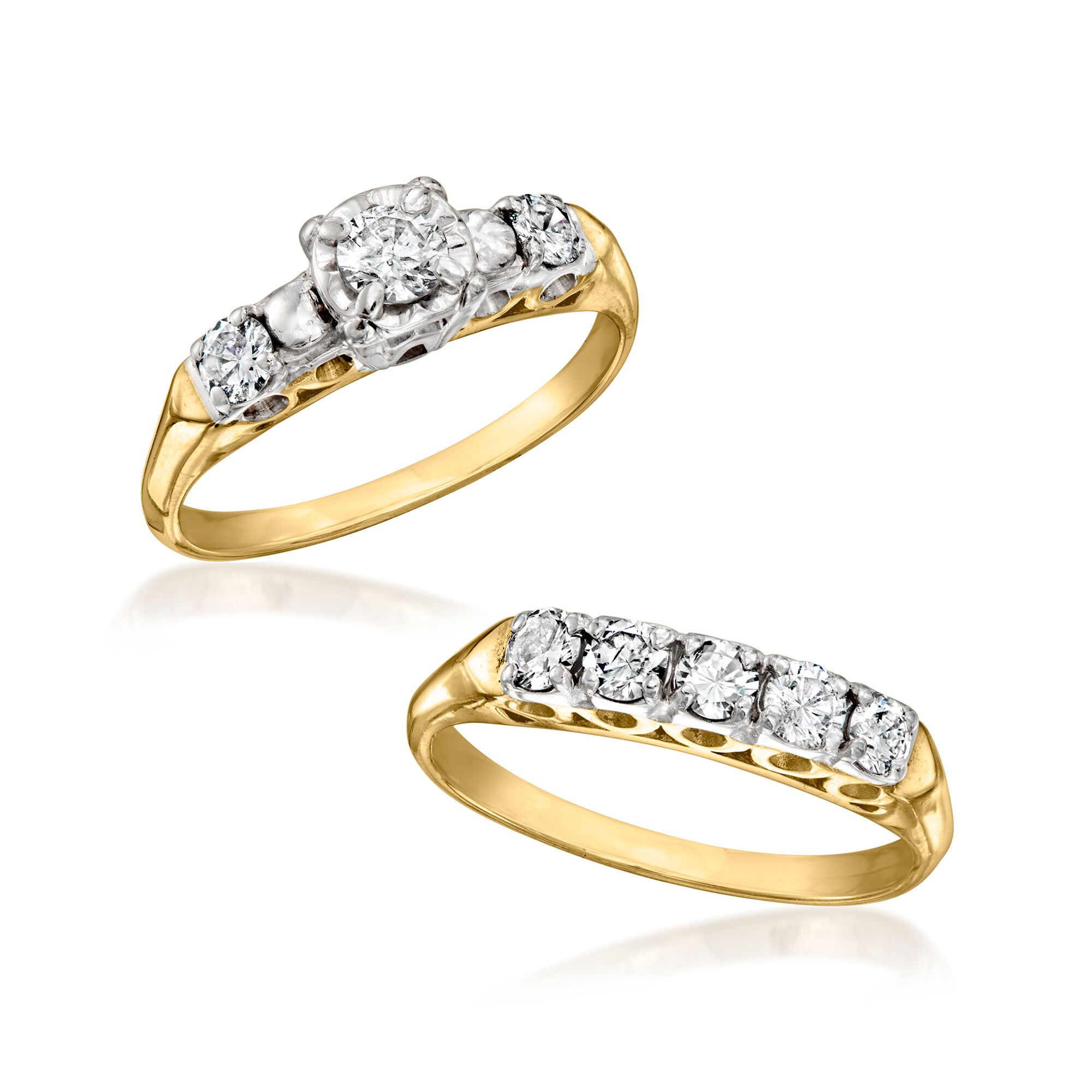 C. 1980 Vintage .95 ct. t.w. Diamond Jewelry Set: Engagement and