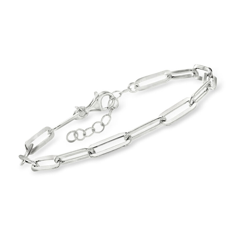 Charles Garnier Sterling Silver Paper Clip Link Bracelet. 6.75" image number 0