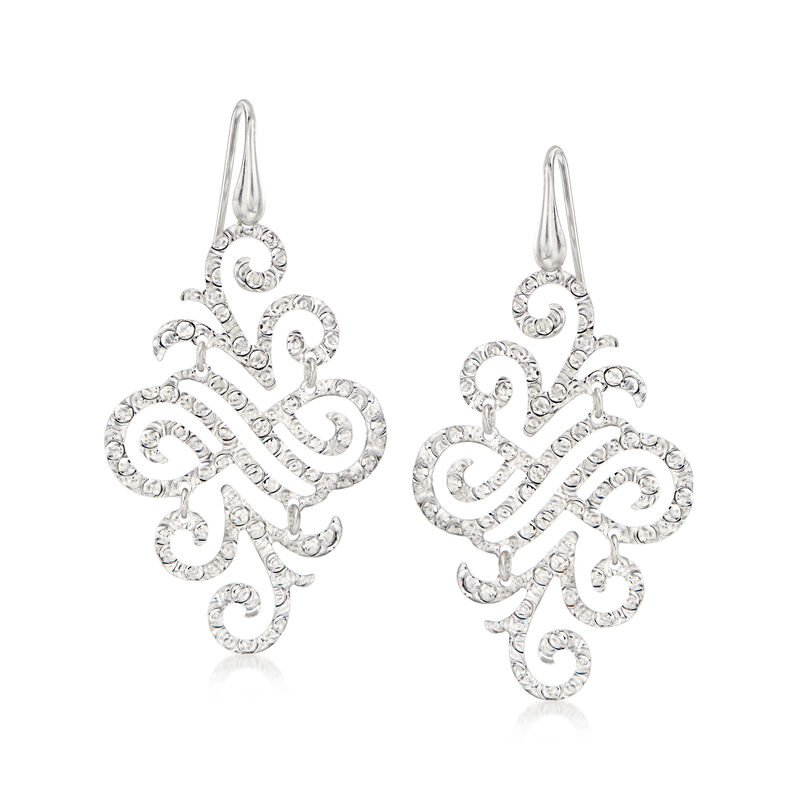 Italian Sterling Silver Filigree Chandelier Drop Earrings image number 0