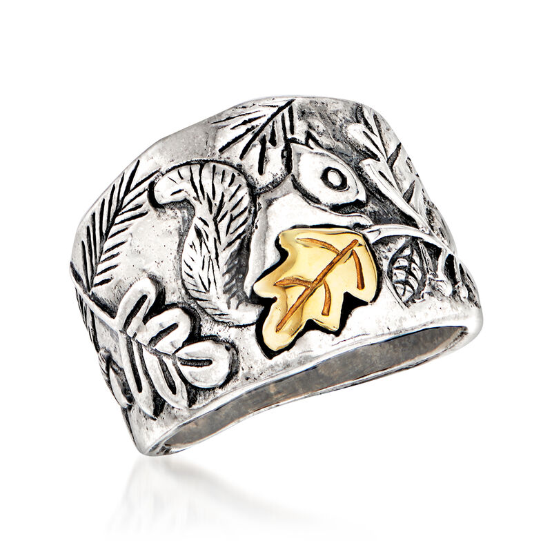 Sterling Silver Squirrel Ring with 14kt Yellow Gold image number 3