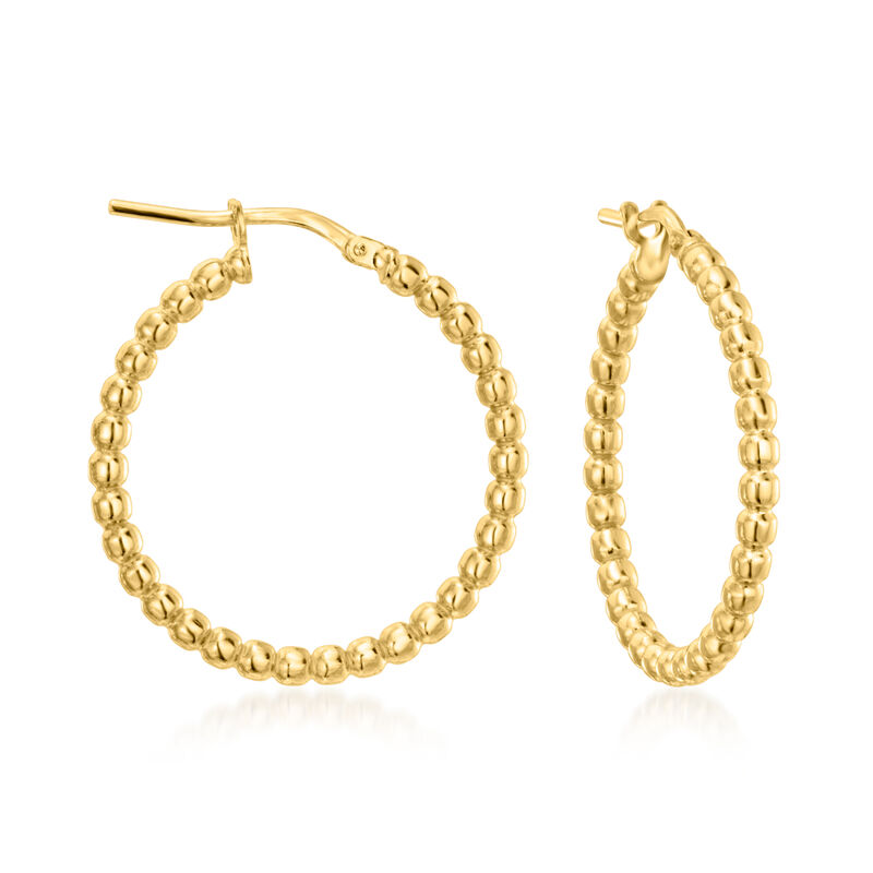 Italian 18kt Gold Over Sterling Beaded Hoop Earrings with Removable 3-5mm Cultured Baroque Pearl Drops image number 2