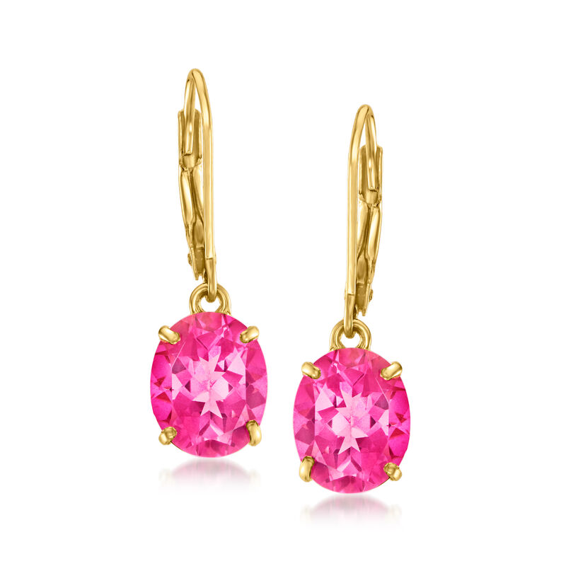 6.00 ct. t.w. Pink Topaz Drop Earrings in 18kt Gold Over Sterling image number 0