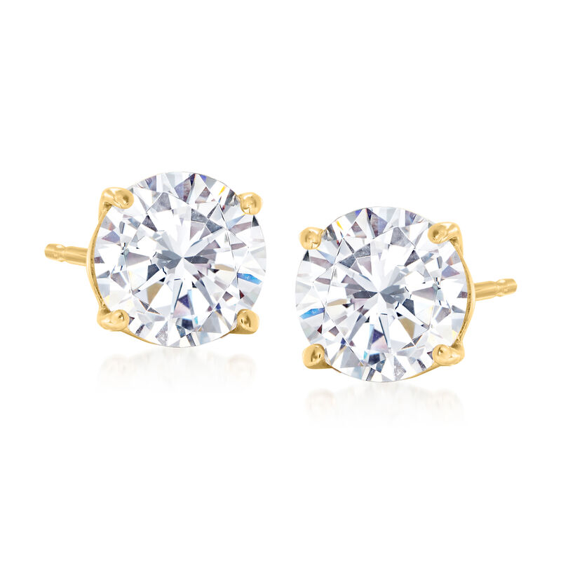 6.00 ct. t.w. CZ Jewelry Set: Three Pairs of Stud Earrings in 14kt Yellow Gold  image number 3