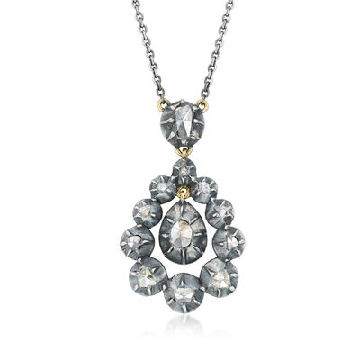 C. 1930 Vintage .35 ct. t.w. Diamond Necklace in Sterling Silver and 18kt Yellow Gold