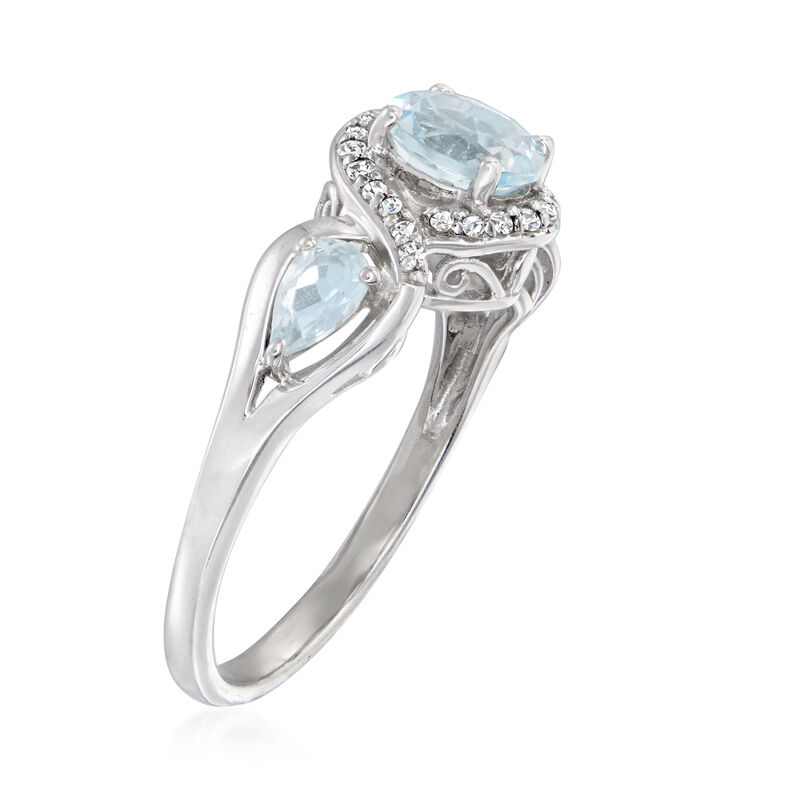 1.10 ct. t.w. Aquamarine and .84 ct. t.w. Diamond Ring in Sterling Silver image number 2