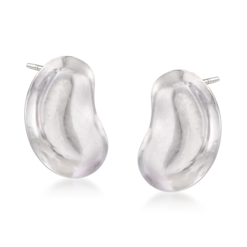 Sterling Silver Bean Stud Earrings image number 0