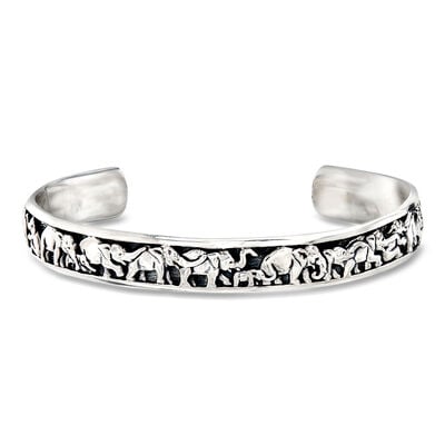 Sterling Silver Elephant Cuff Bracelet