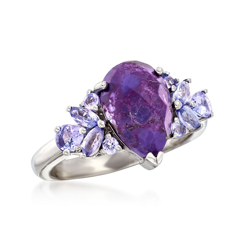 Purple Turquoise and .80 ct. t.w. Purple Tanzanite Ring in Sterling Silver image number 3