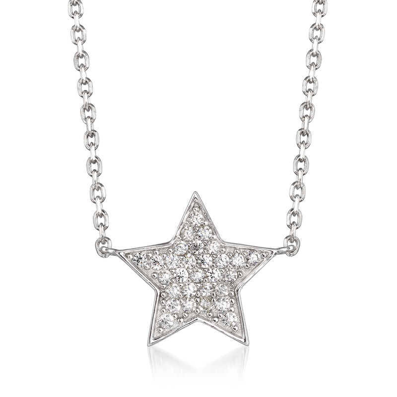 .20 ct. t.w. Pave CZ Star Necklace in Sterling Silver image number 0