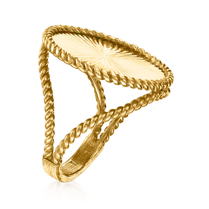 18kt Gold Over Sterling Roped-Edge Faceted Circle Ring image number 2