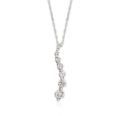 C. 2000 Vintage .35 ct. t.w. Diamond Journey Pendant Necklace in 14kt White Gold