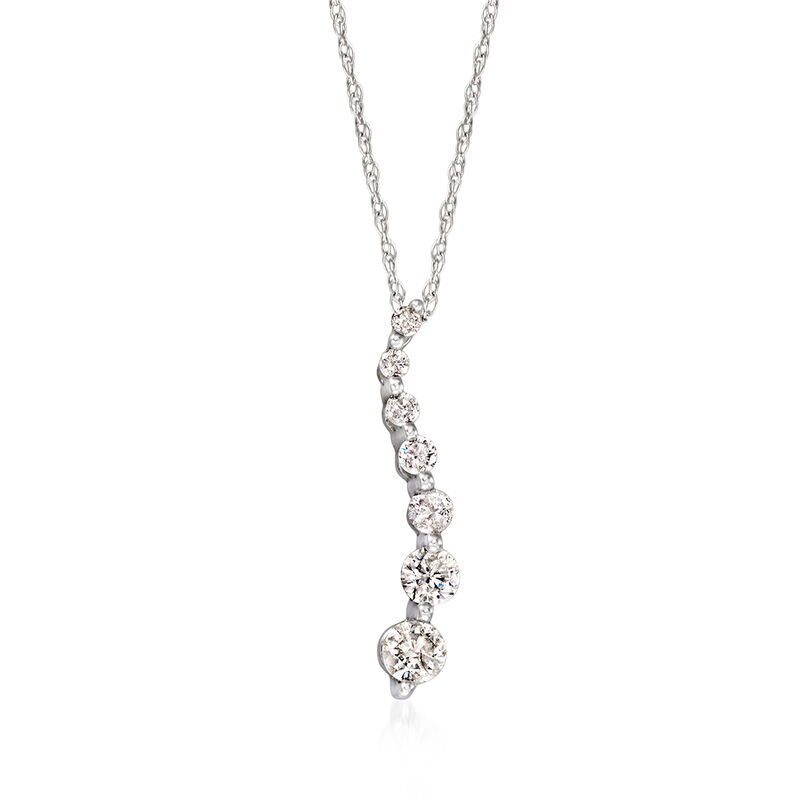 C. 2000 Vintage .35 ct. t.w. Diamond Journey Pendant Necklace in 14kt White Gold. 18" image number 0