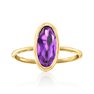 2.10 Carat Oval Amethyst Ring in 14kt Yellow Gold