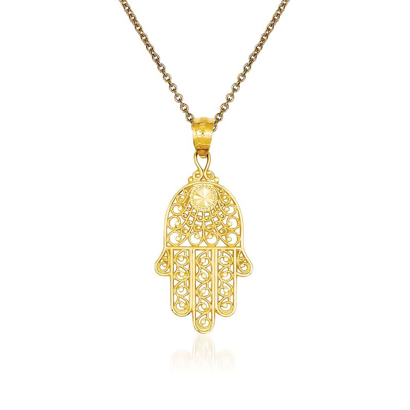 14kt Yellow Gold Hand of God Pendant Necklace image number 0