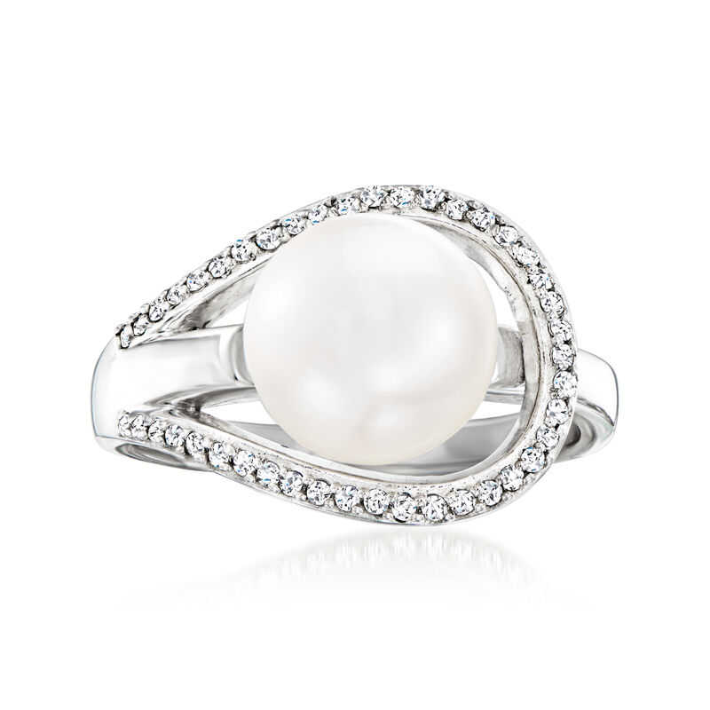 9-9.5mm Cultured Pearl and .20 ct. t.w. Diamond Ring in Sterling Silver image number 0