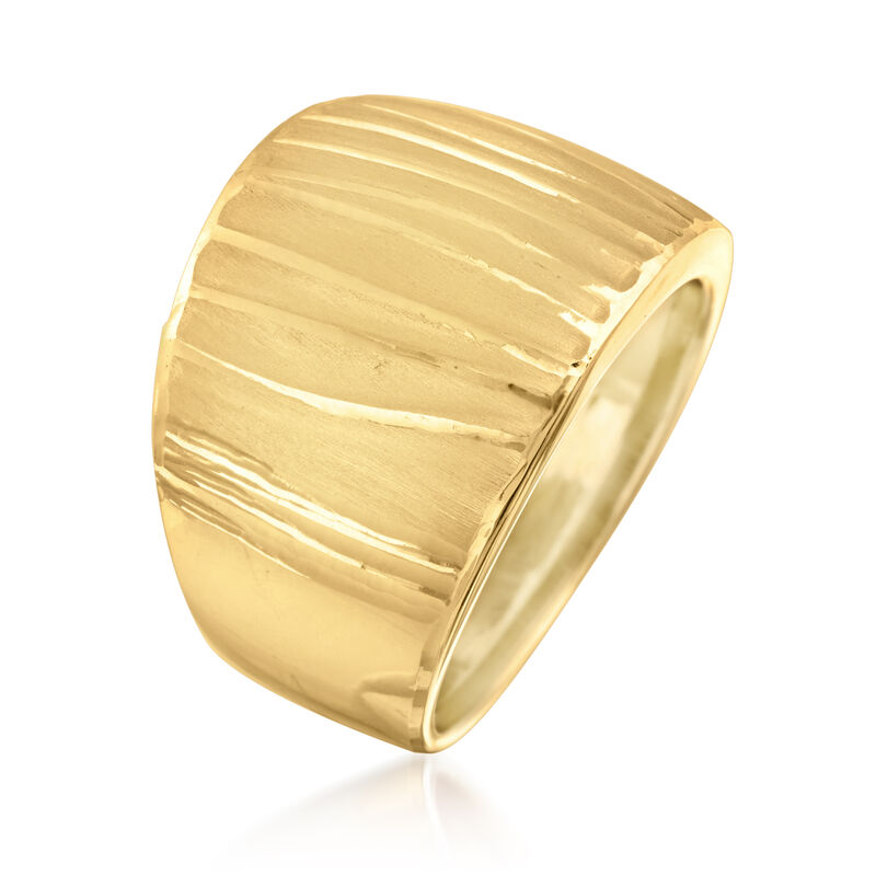 Italian 18kt Yellow Gold Wide Ripple Ring image number 2
