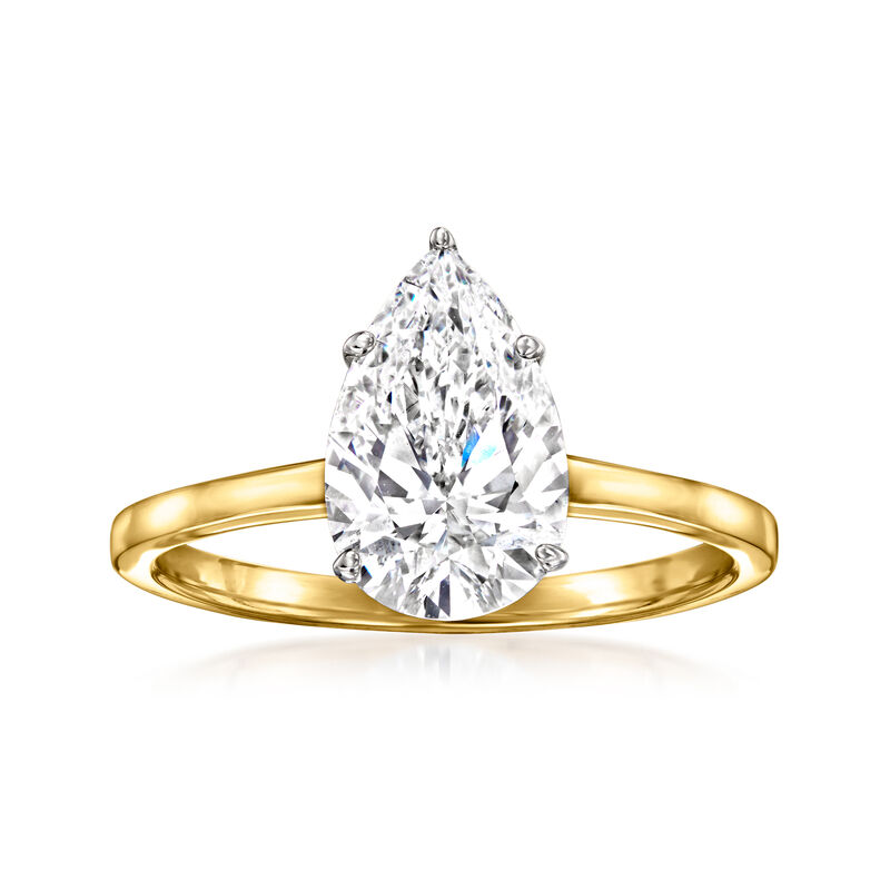 2.00 Carat Pear-Shaped Lab-Grown Diamond Solitaire Ring in 14kt Yellow Gold image number 0