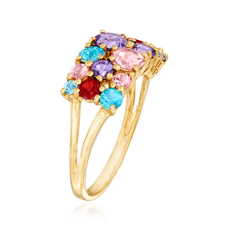 2.10 ct. t.w. Multicolored Swarovski Topaz Ring in 18kt Yellow Gold Over Sterling image number 2