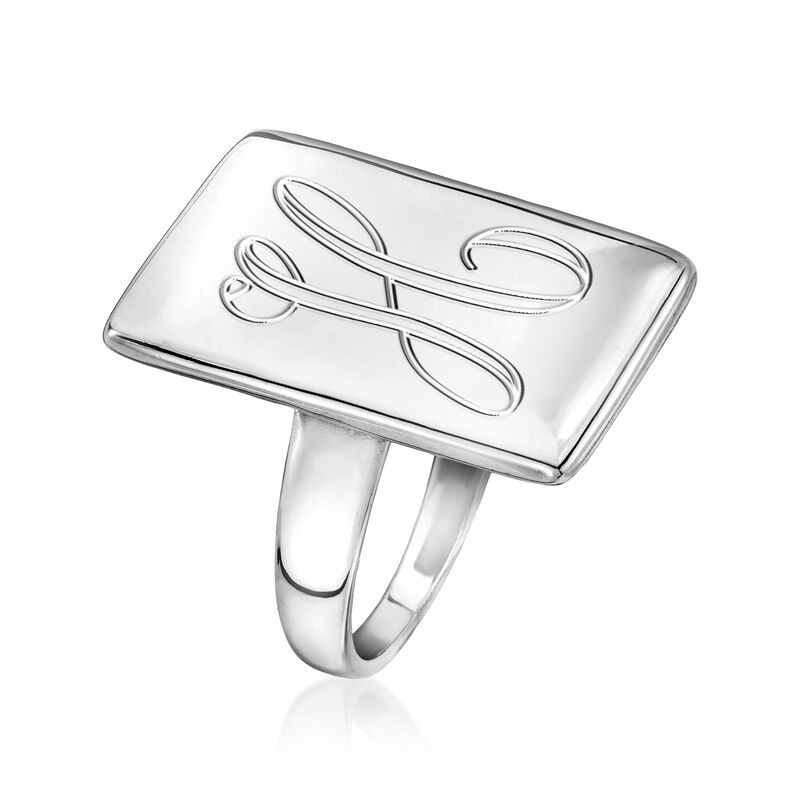 Italian Sterling Silver Personalized Rectangular Ring image number 2