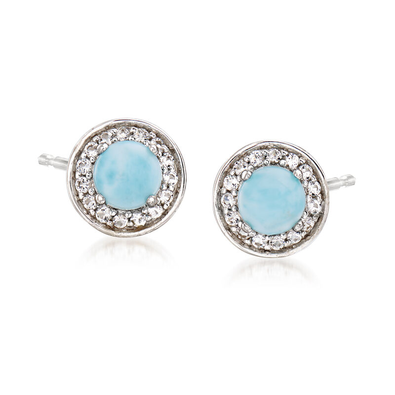 Larimar and .20 ct. t.w. White Topaz Earrings in Sterling Silver image number 0