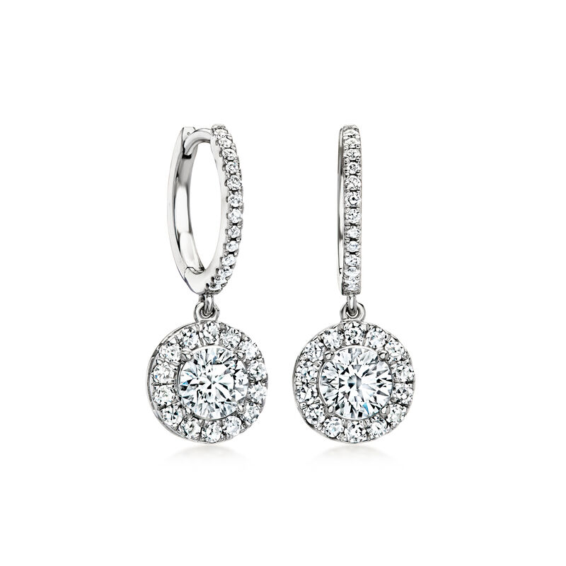 1.50 ct. t.w. Lab-Grown Diamond Hoop Drop Earrings in Sterling Silver image number 0