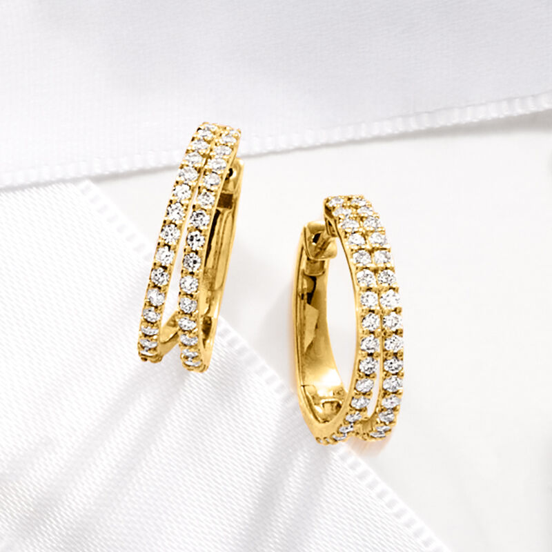 .75 ct. t.w. Lab-Grown Diamond Double-Hoop Earrings in 18kt Gold Over Sterling. 5/8" image number 2