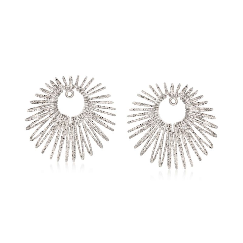 Italian Sterling Silver Jewelry Set: 8-8.5mm Cultured Pearl Earrings and Starburst Earring Jackets image number 3