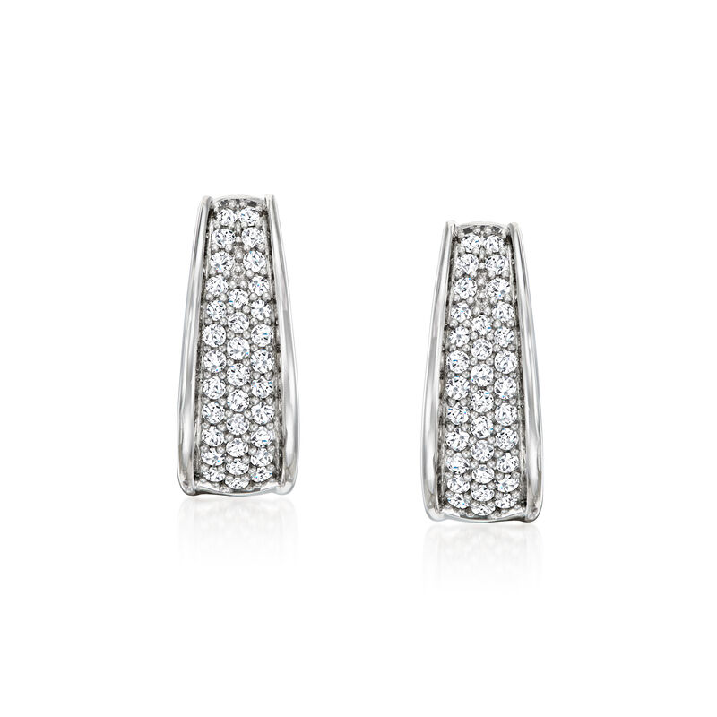 1.00 ct. t.w. Pave Diamond Hoop Earrings in Sterling Silver. 3/4" image number 0