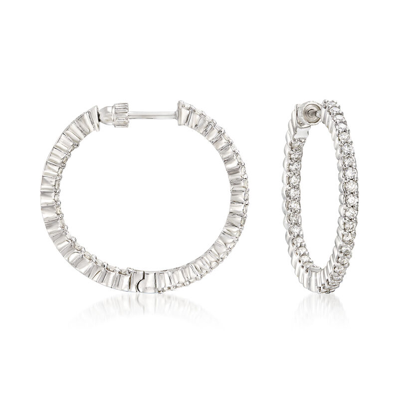 Gabriel Designs 1.05 ct. t.w. Diamond Inside-Outside Hoop Earrings in 14kt White Gold image number 0