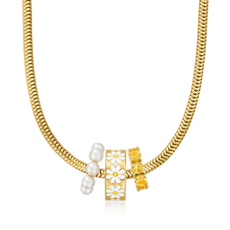 3-3.5mm Cultured Pearl Bead Charm in 18kt Gold Over Sterling  image number 2