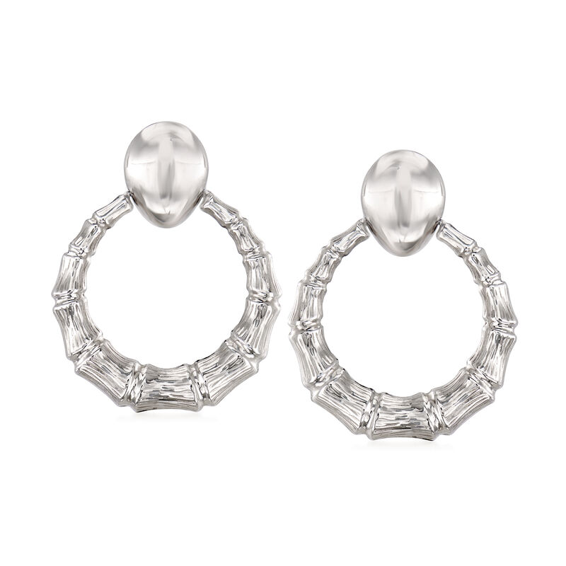 Sterling Silver Bamboo Circle Drop Earrings image number 0