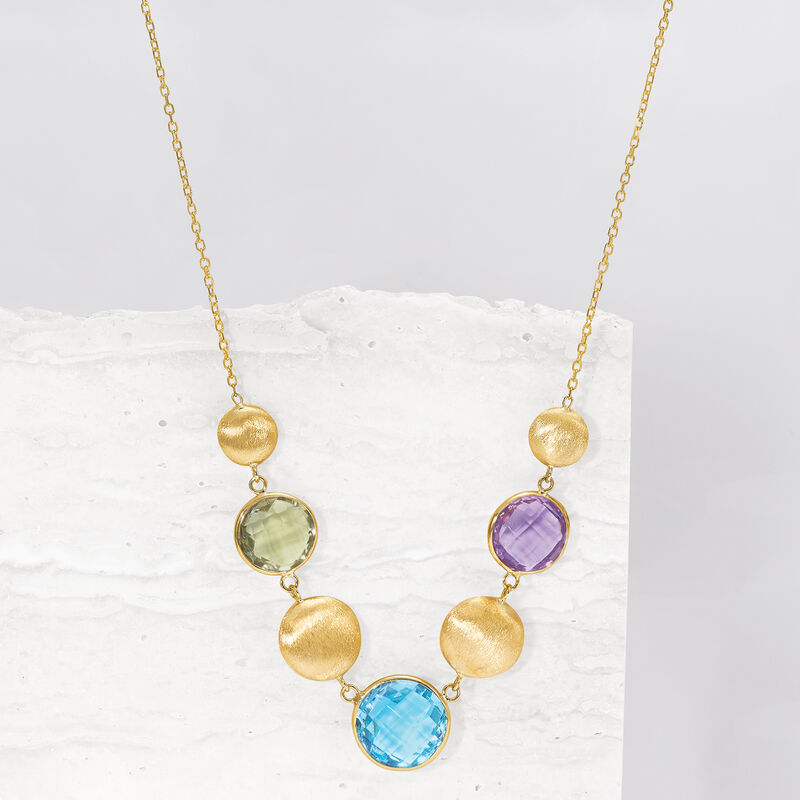 14.00 ct. t.w. Multi-Gemstone Necklace in 14kt Yellow Gold image number 2