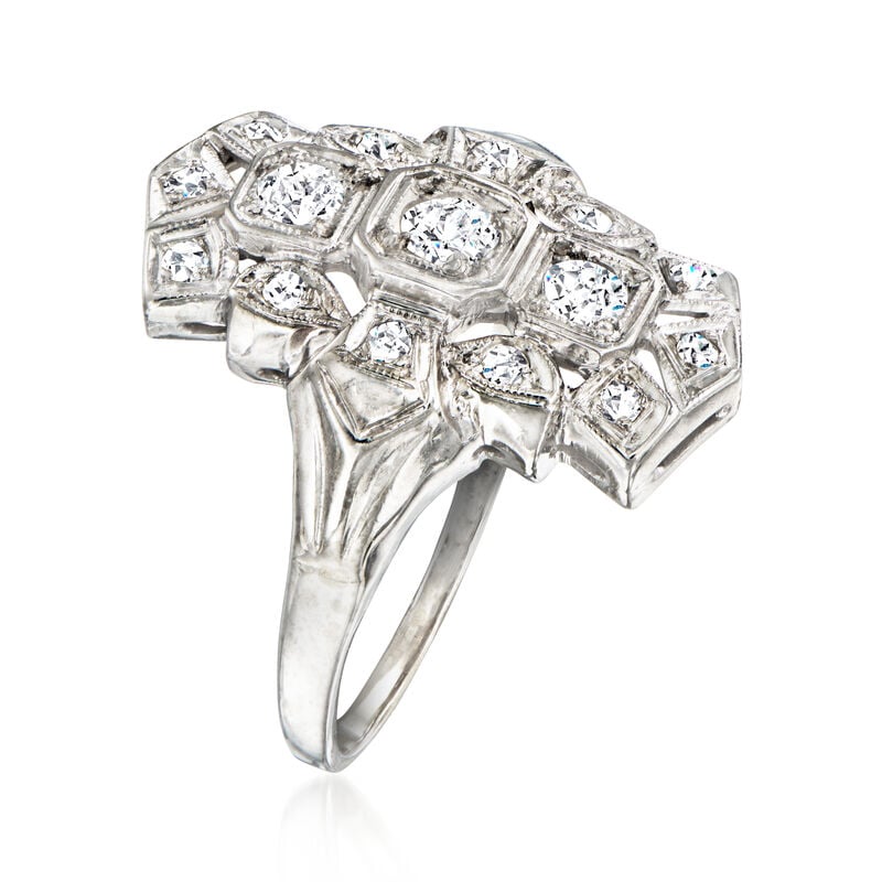 C. 2000 Vintage .35 ct. t.w. Diamond Dinner Ring in 14kt White Gold. Size 6 image number 2