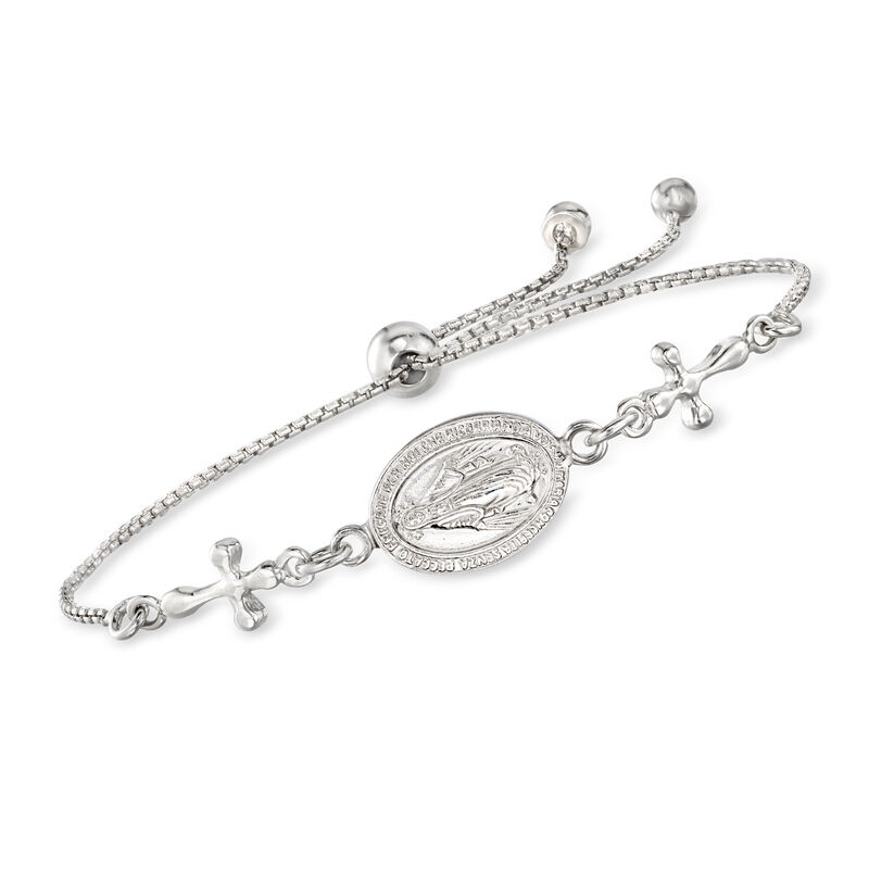 Italian Sterling Silver Miraculous Medal Bolo Bracelet   image number 0