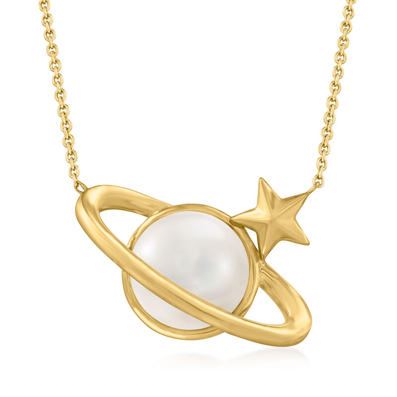 12-13mm Cultured Coin Pearl Planet Necklace in 18kt Gold Over Sterling image number 0