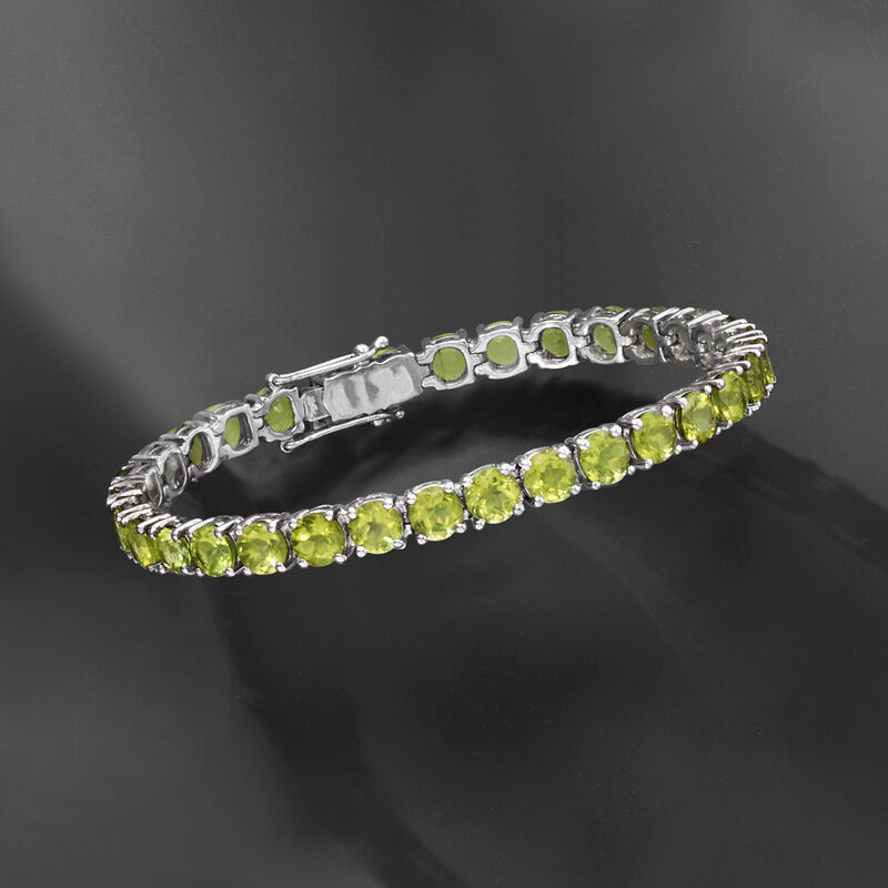 16.00 ct. t.w. Peridot Tennis Bracelet in Sterling Silver image number 3